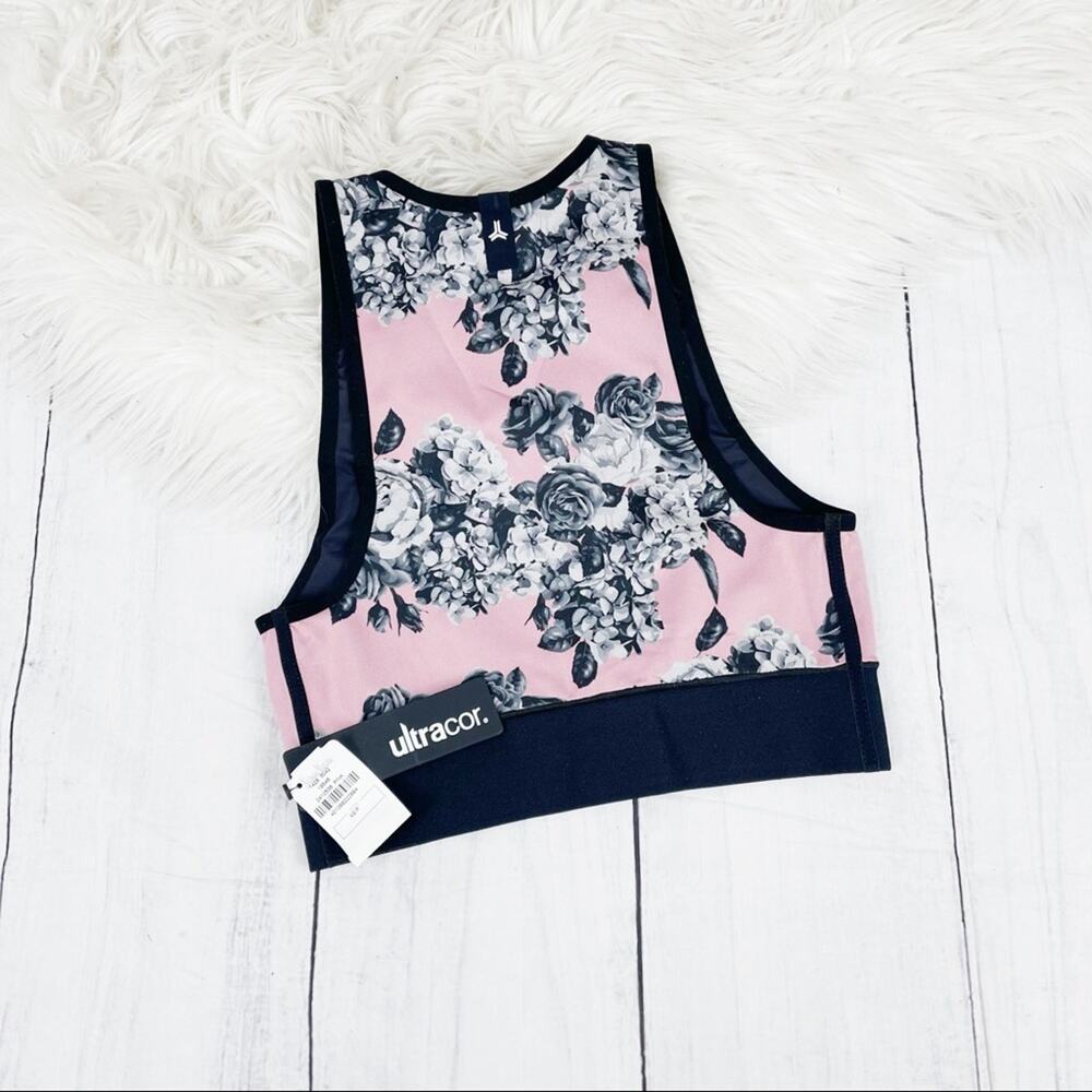 Ultracor The Asltitude Silk Posey Print Crop Top Support Sport‎ Bra XS NEW - Picture 3 of 4